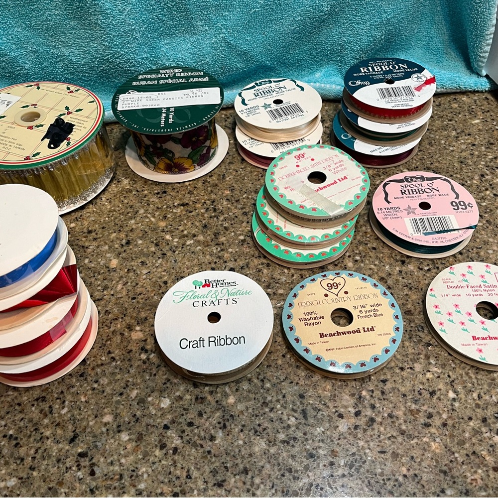 Ribbon Lot Of 18 Used Vintage Craft Variety Sizes And Colors